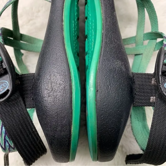 Chaco ZX2 Women's Green Purple Leather Double Strap Sandals Size 6