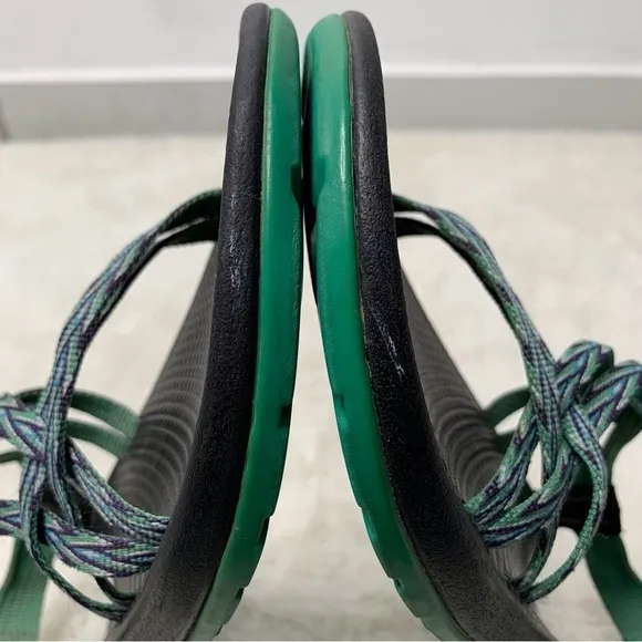 Chaco ZX2 Women's Green Purple Leather Double Strap Sandals Size 6