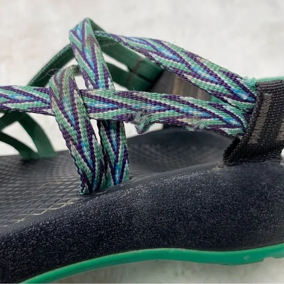 Chaco ZX2 Women's Green Purple Leather Double Strap Sandals Size 6