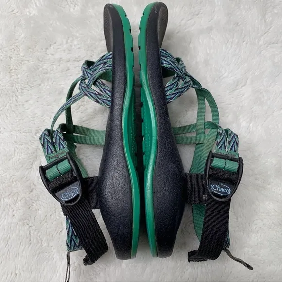 Chaco ZX2 Women's Green Purple Leather Double Strap Sandals Size 6