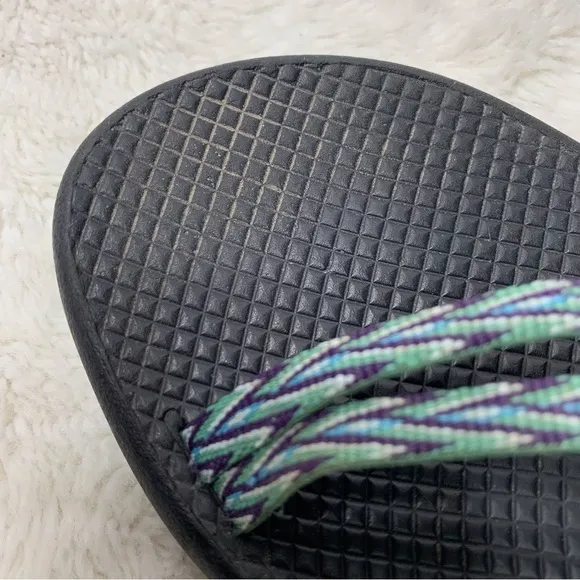 Chaco ZX2 Women's Green Purple Leather Double Strap Sandals Size 6