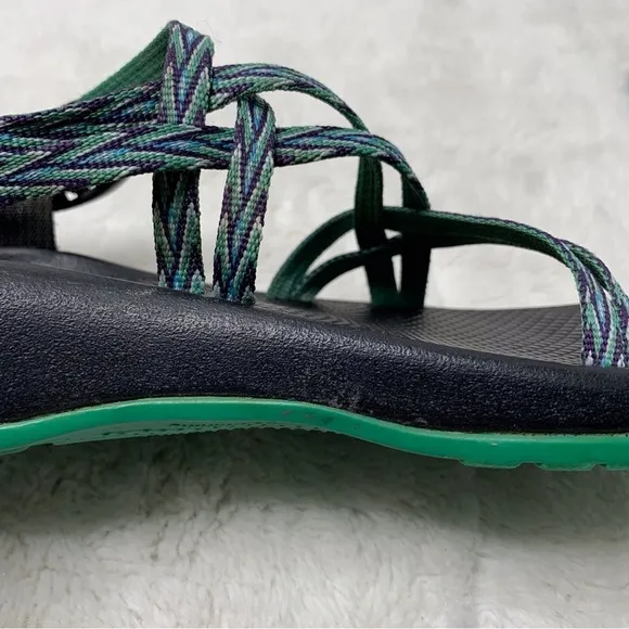 Chaco ZX2 Women's Green Purple Leather Double Strap Sandals Size 6