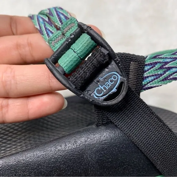 Chaco ZX2 Women's Green Purple Leather Double Strap Sandals Size 6