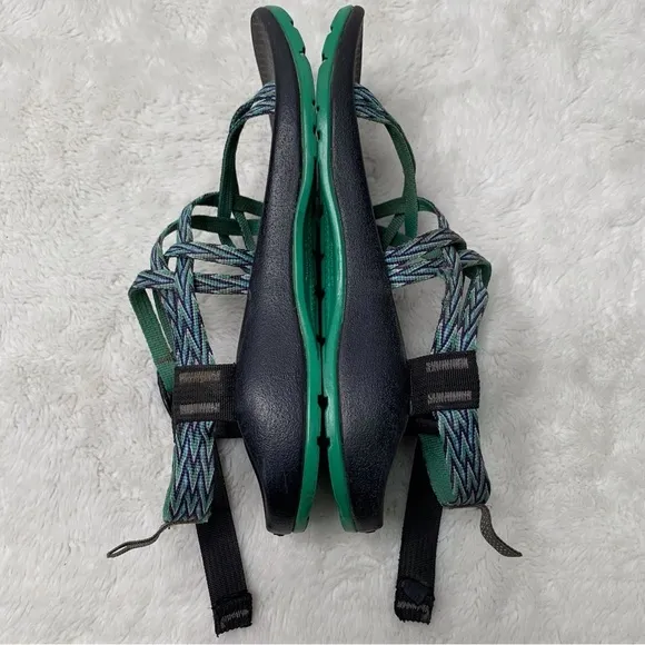 Chaco ZX2 Women's Green Purple Leather Double Strap Sandals Size 6