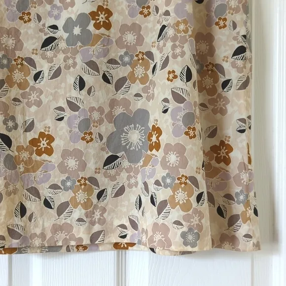 Chaiken 90's Vintage Lightweight Floral High Waisted A-Line Mini Skirt Cream 8