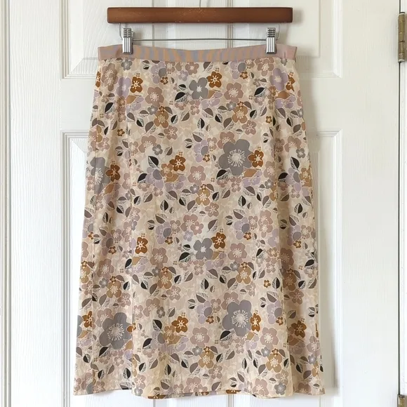 Chaiken 90's Vintage Lightweight Floral High Waisted A-Line Mini Skirt Cream 8