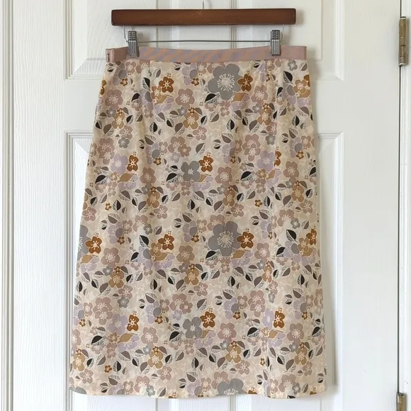 Chaiken 90's Vintage Lightweight Floral High Waisted A-Line Mini Skirt Cream 8