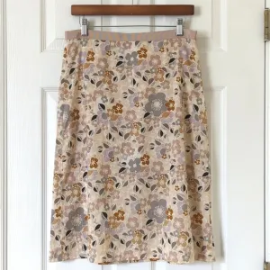 Chaiken 90's Vintage Lightweight Floral High Waisted A-Line Mini Skirt Cream 8