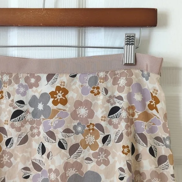 Chaiken 90's Vintage Lightweight Floral High Waisted A-Line Mini Skirt Cream 8
