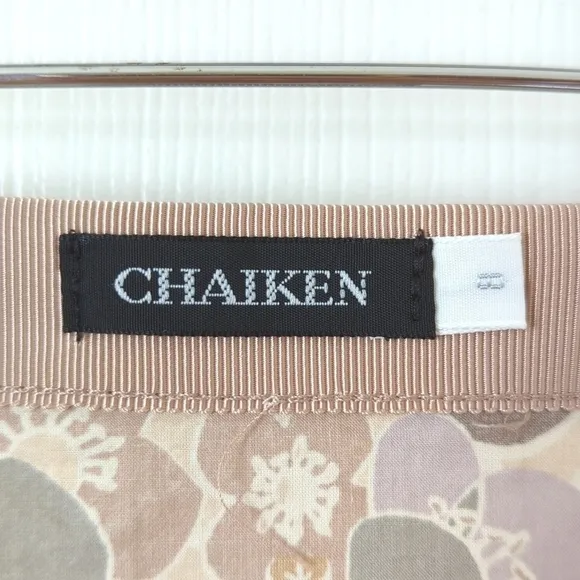 Chaiken 90's Vintage Lightweight Floral High Waisted A-Line Mini Skirt Cream 8