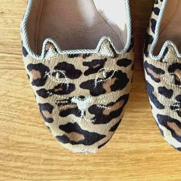 Charlotte Olympia kitty calf hair flats loafers leather Italy 🐯😻🐯♥️LOOK👀😻