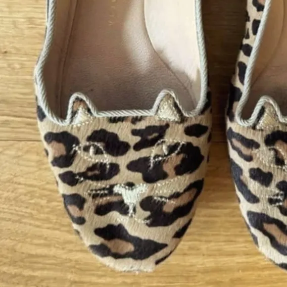 Charlotte Olympia kitty calf hair flats loafers leather Italy 🐯😻🐯♥️LOOK👀😻