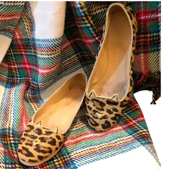 Charlotte Olympia kitty calf hair flats loafers leather Italy 🐯😻🐯♥️LOOK👀😻
