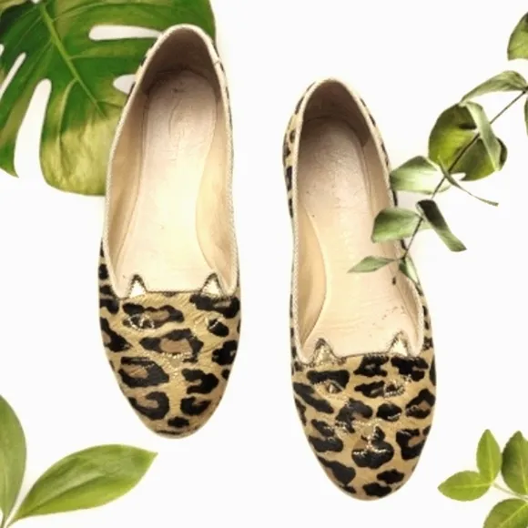 Charlotte Olympia kitty calf hair flats loafers leather Italy 🐯😻🐯♥️LOOK👀😻