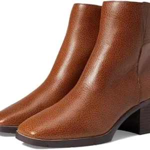 Charlotte Stone Tan and Black Ankle Boots with Block Heel