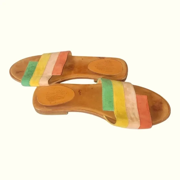 Charlotte Stone Women's Multicolor Leather Cushioned Footbed Sandals Sz 10
