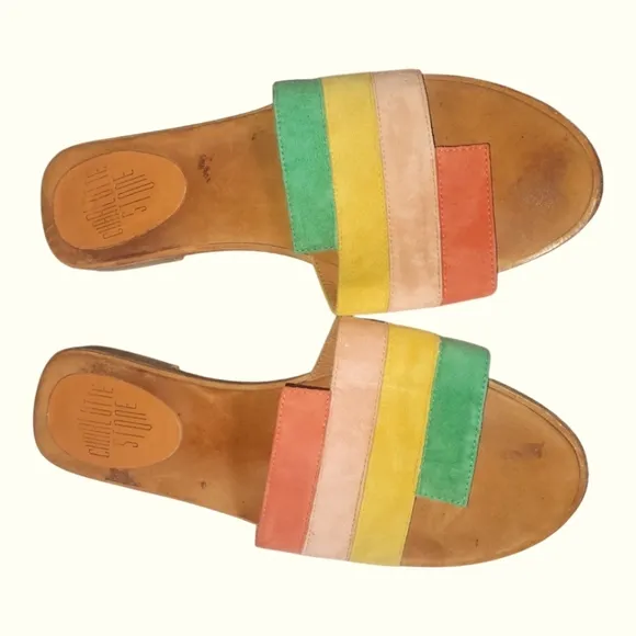 Charlotte Stone Women's Multicolor Leather Cushioned Footbed Sandals Sz 10