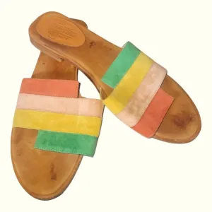 Charlotte Stone Women's Multicolor Leather Cushioned Footbed Sandals Sz 10