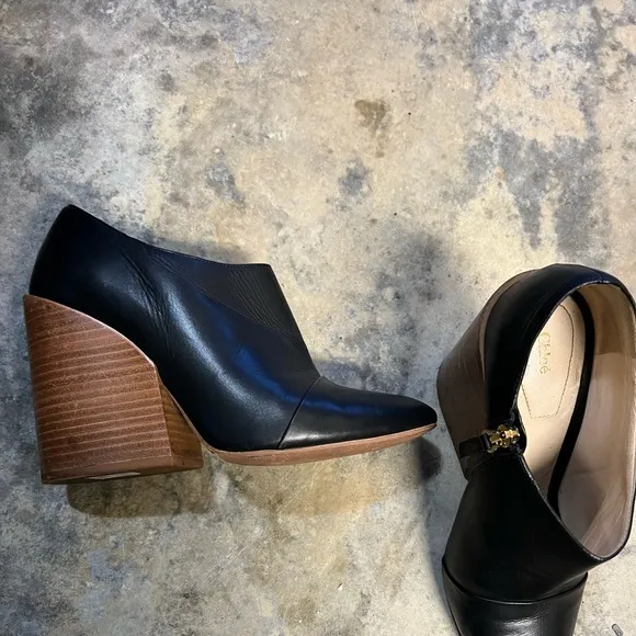 Chloe Leather Pointed Toe Booties - authentic