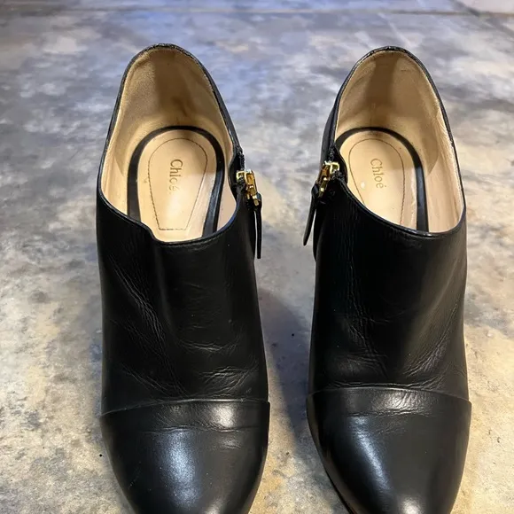 Chloe Leather Pointed Toe Booties - authentic