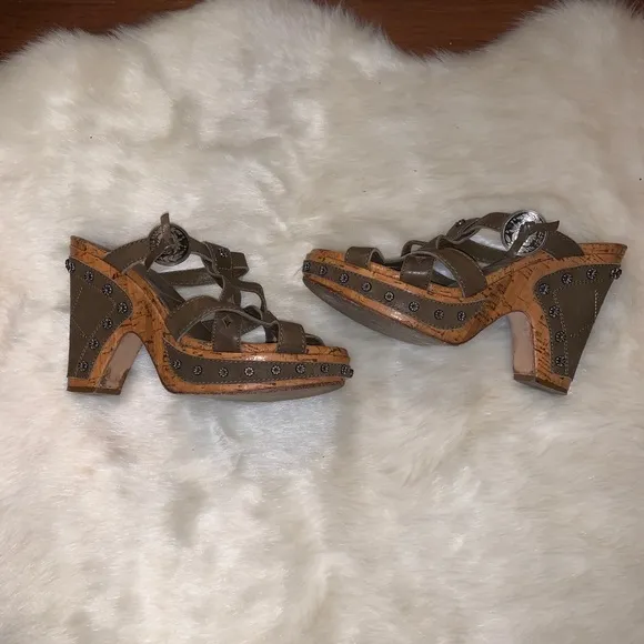 CHRISTIAN DIOR  Studded Platform Wedge Sandals