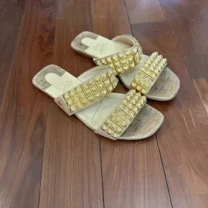 Christian louboutin studded Gold Embellished Women's Sandals