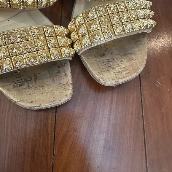 Christian louboutin studded Gold Embellished Women's Sandals