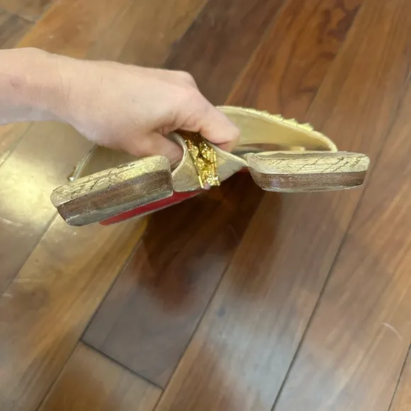 Christian louboutin studded Gold Embellished Women's Sandals