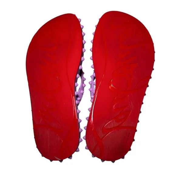 Christian Louboutin Super Loubi Flip Spikes Peony Studded Flat Thong Sandals 39