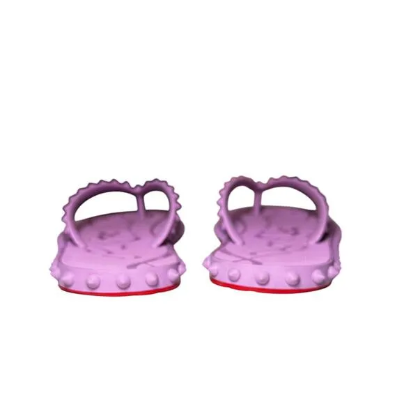 Christian Louboutin Super Loubi Flip Spikes Peony Studded Flat Thong Sandals 39