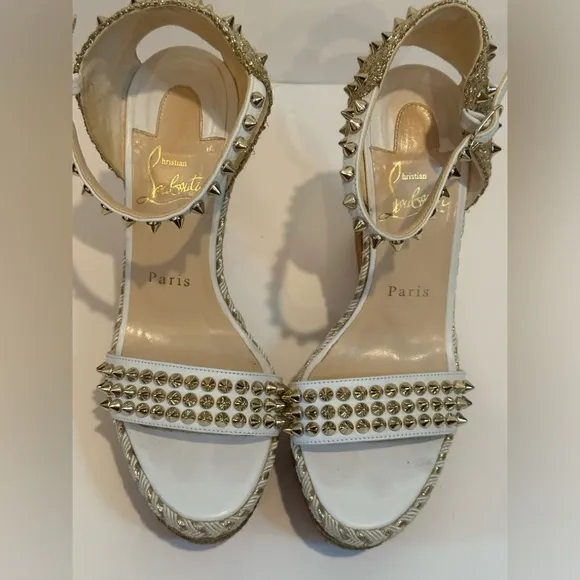 Christian Louboutin White Studded Women's Sandals