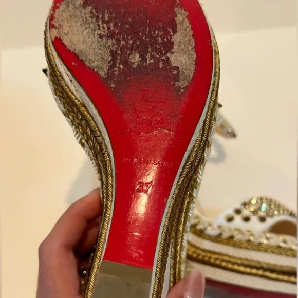 Christian Louboutin White Studded Women's Sandals