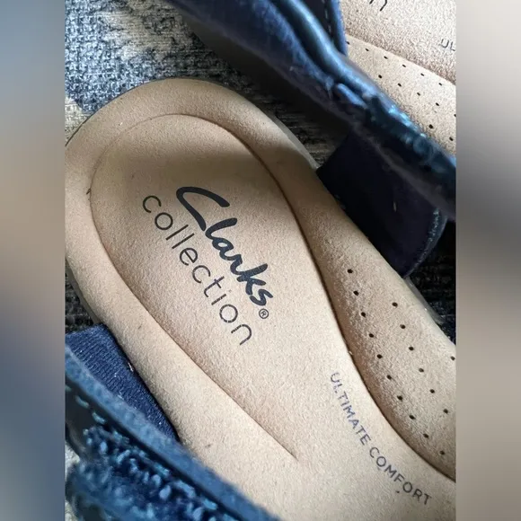 Clarks Collection Navy Leather Fisherman Sandals Elizabelle Sea