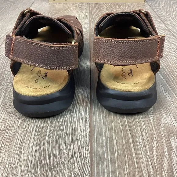 CLARKS HAPSFORD COVE LEATHER CASUAL HOOK &amp; LOOP FISHERMAN SANDALS‎ 11  M Men's
