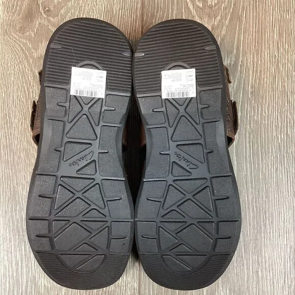 CLARKS HAPSFORD COVE LEATHER CASUAL HOOK &amp; LOOP FISHERMAN SANDALS‎ 11  M Men's