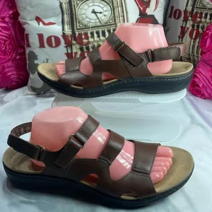 Clarks Laurie Ann Dark TanLeather‎ Slingback Sandals Men's Size 11