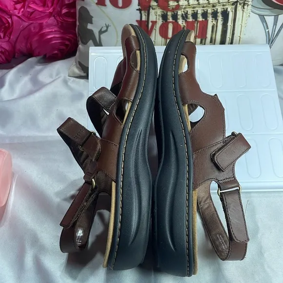 Clarks Laurie Ann Dark TanLeather‎ Slingback Sandals Men's Size 11