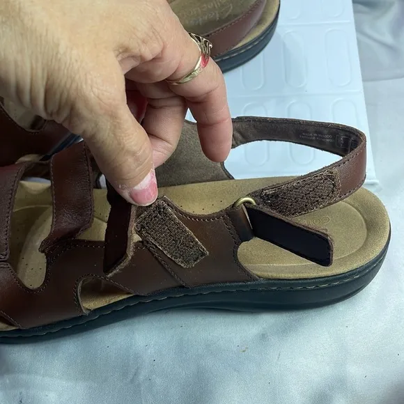 Clarks Laurie Ann Dark TanLeather‎ Slingback Sandals Men's Size 11
