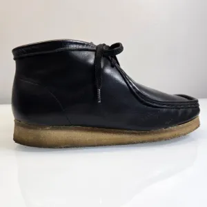 Clarks Originals Wallabee Chukka Boots Men Size 8.5 Black Leather Crepe Gum Sole