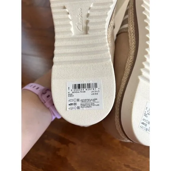 Clarks Womens 6 M Serena Paige Espadrille Slip-on Loafers Sand Striped NEW