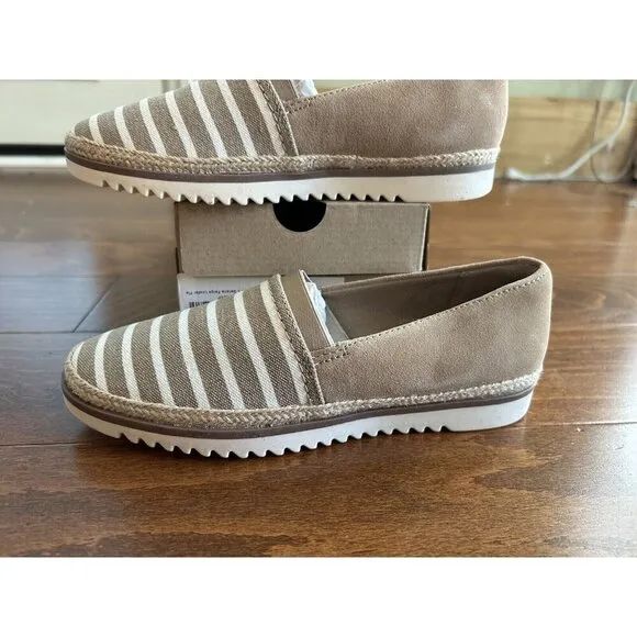 Clarks Womens 6 M Serena Paige Espadrille Slip-on Loafers Sand Striped NEW