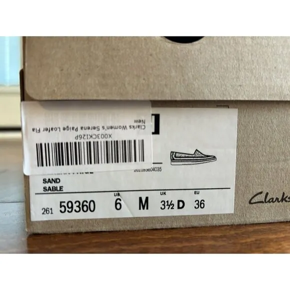 Clarks Womens 6 M Serena Paige Espadrille Slip-on Loafers Sand Striped NEW