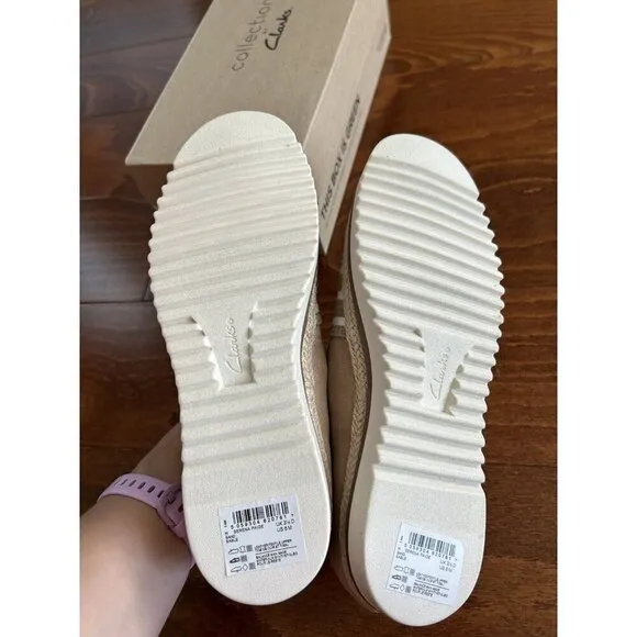 Clarks Womens 6 M Serena Paige Espadrille Slip-on Loafers Sand Striped NEW