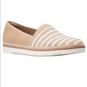 Clarks Womens 6 M Serena Paige Espadrille Slip-on Loafers Sand Striped NEW