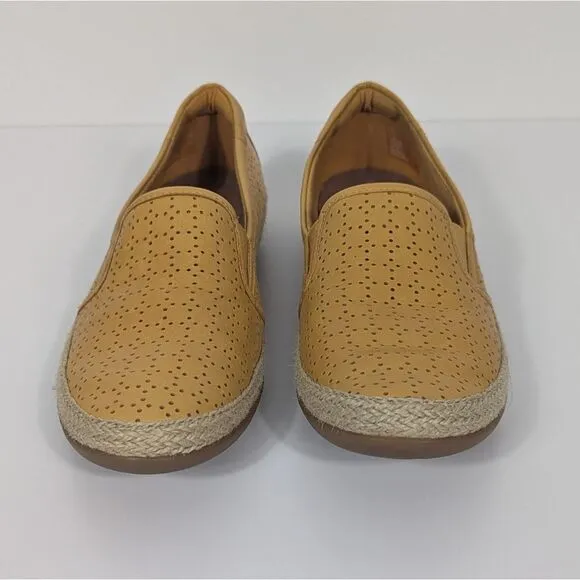 Clarks Yellow Leather Espadrille Loafers Women's 6