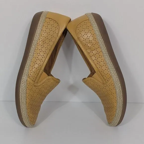 Clarks Yellow Leather Espadrille Loafers Women's 6