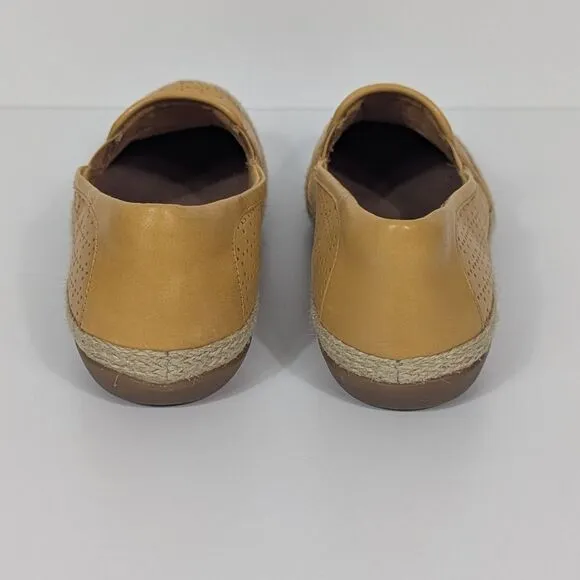 Clarks Yellow Leather Espadrille Loafers Women's 6