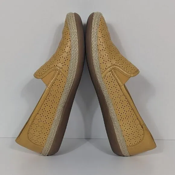 Clarks Yellow Leather Espadrille Loafers Women's 6