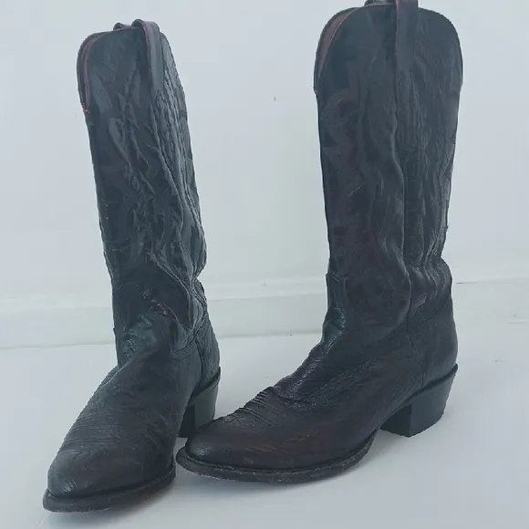 Classic Black Leather Cowboy Boots