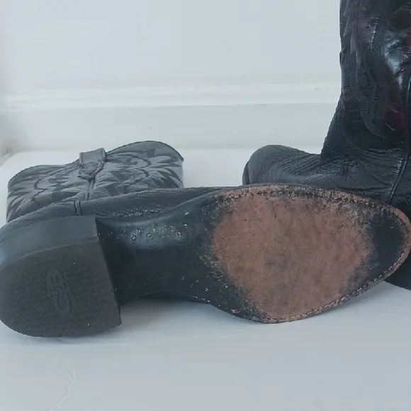 Classic Black Leather Cowboy Boots
